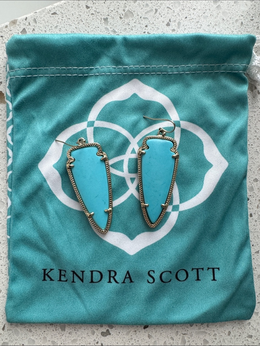 Kendra Scott Turquoise Gold-Tone Arrowhead Drop Earrings